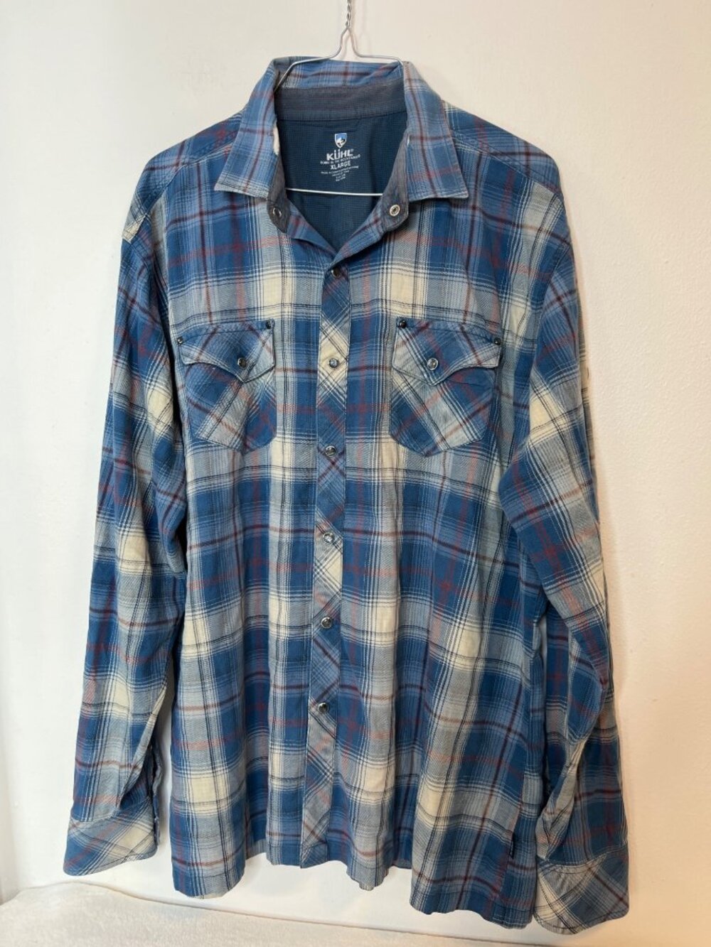Kuhl XL Plaid Pearl Snap Button Shirt Mens FLAW Outdoor Rugged Hiking Workwear